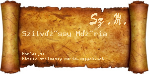 Szilvássy Mária névjegykártya
