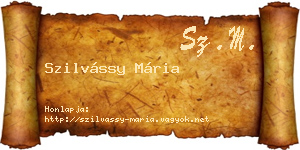 Szilvássy Mária névjegykártya