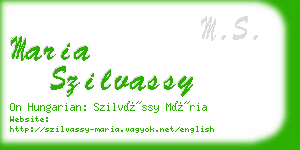 maria szilvassy business card